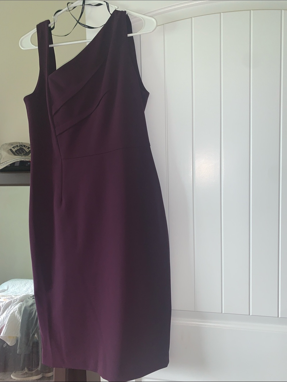 Calvin Klein One-Shoulder Dress in Plum